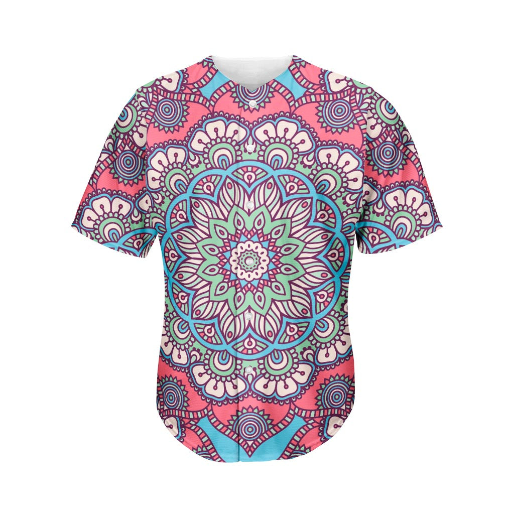 Pastel Mandala Bohemian Pattern Print Men's Baseball Jersey