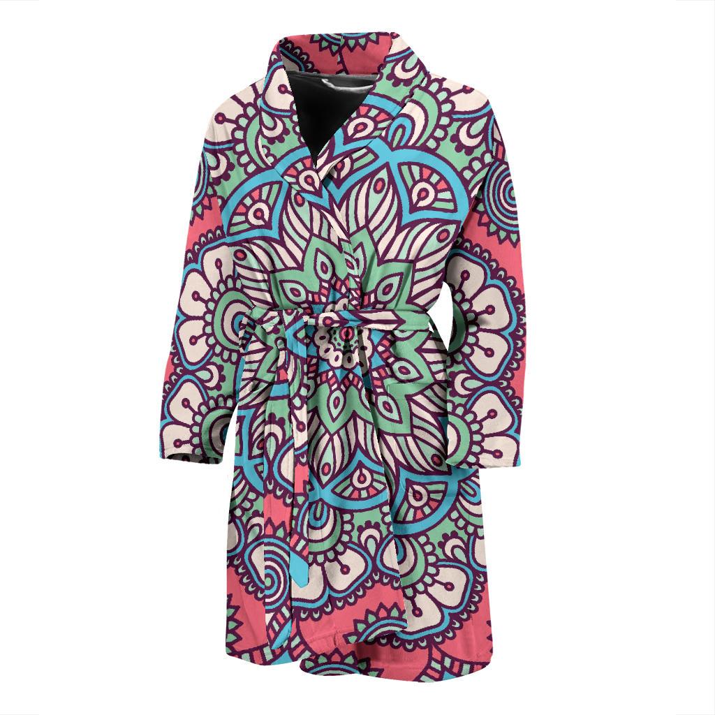 Pastel Mandala Bohemian Pattern Print Men's Bathrobe