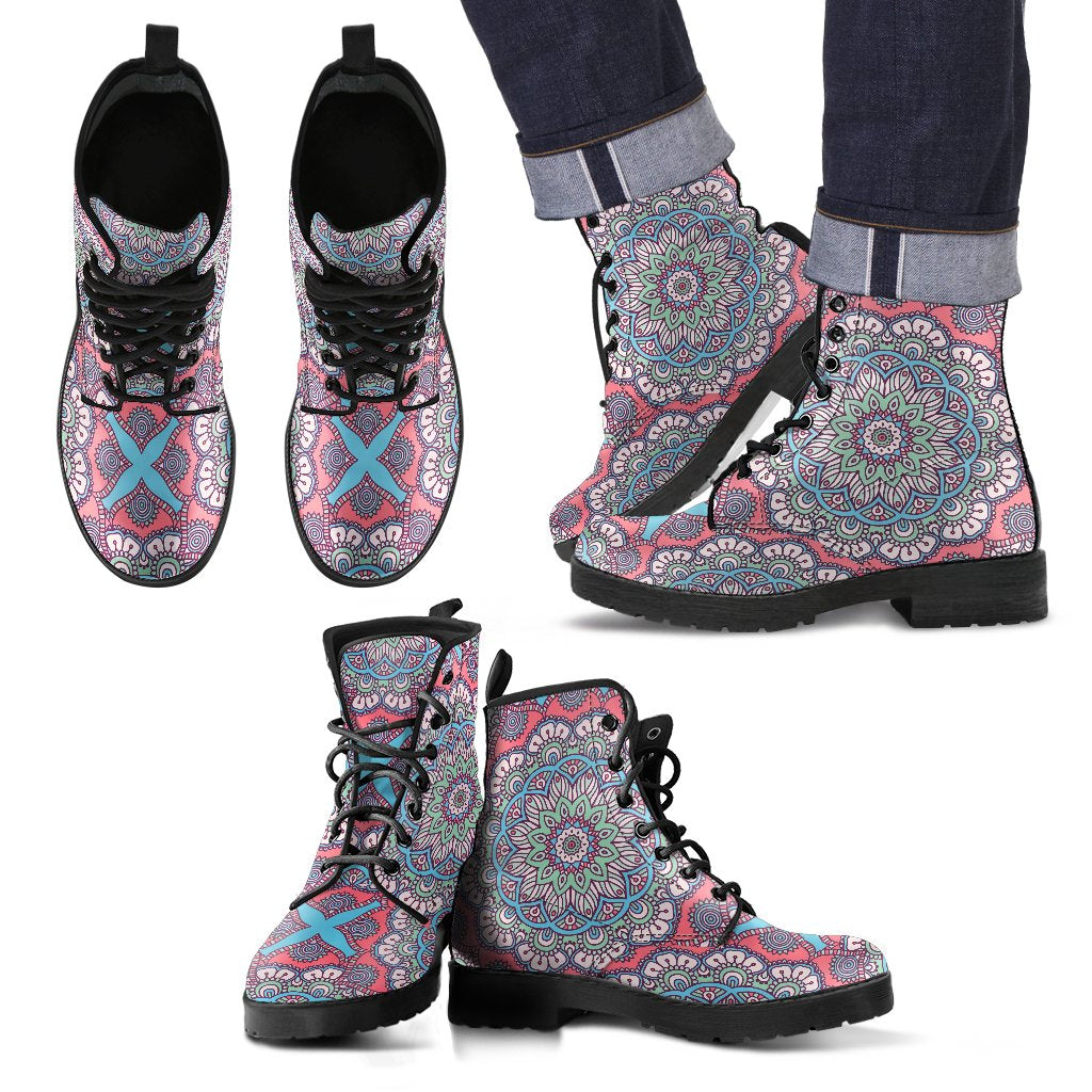 Pastel Mandala Bohemian Pattern Print Men's Boots