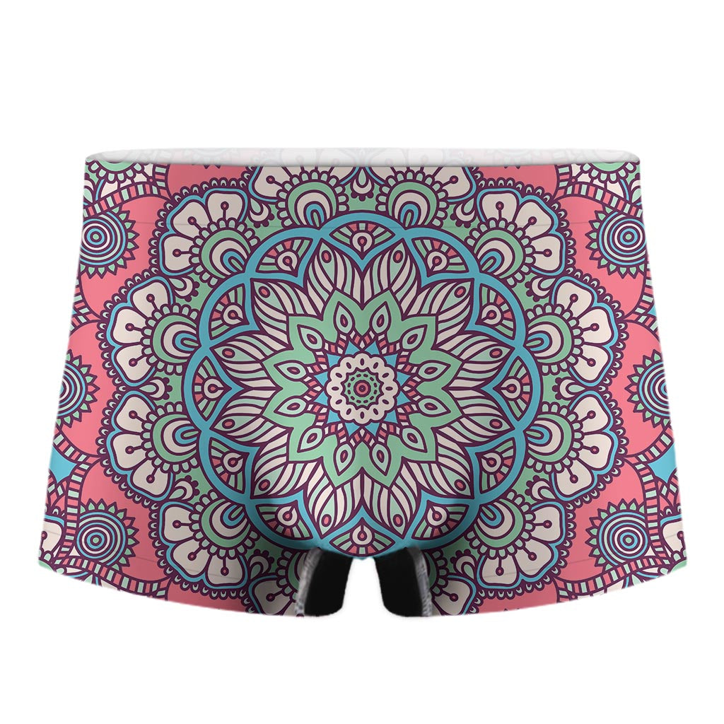 Pastel Mandala Bohemian Pattern Print Men's Boxer Briefs