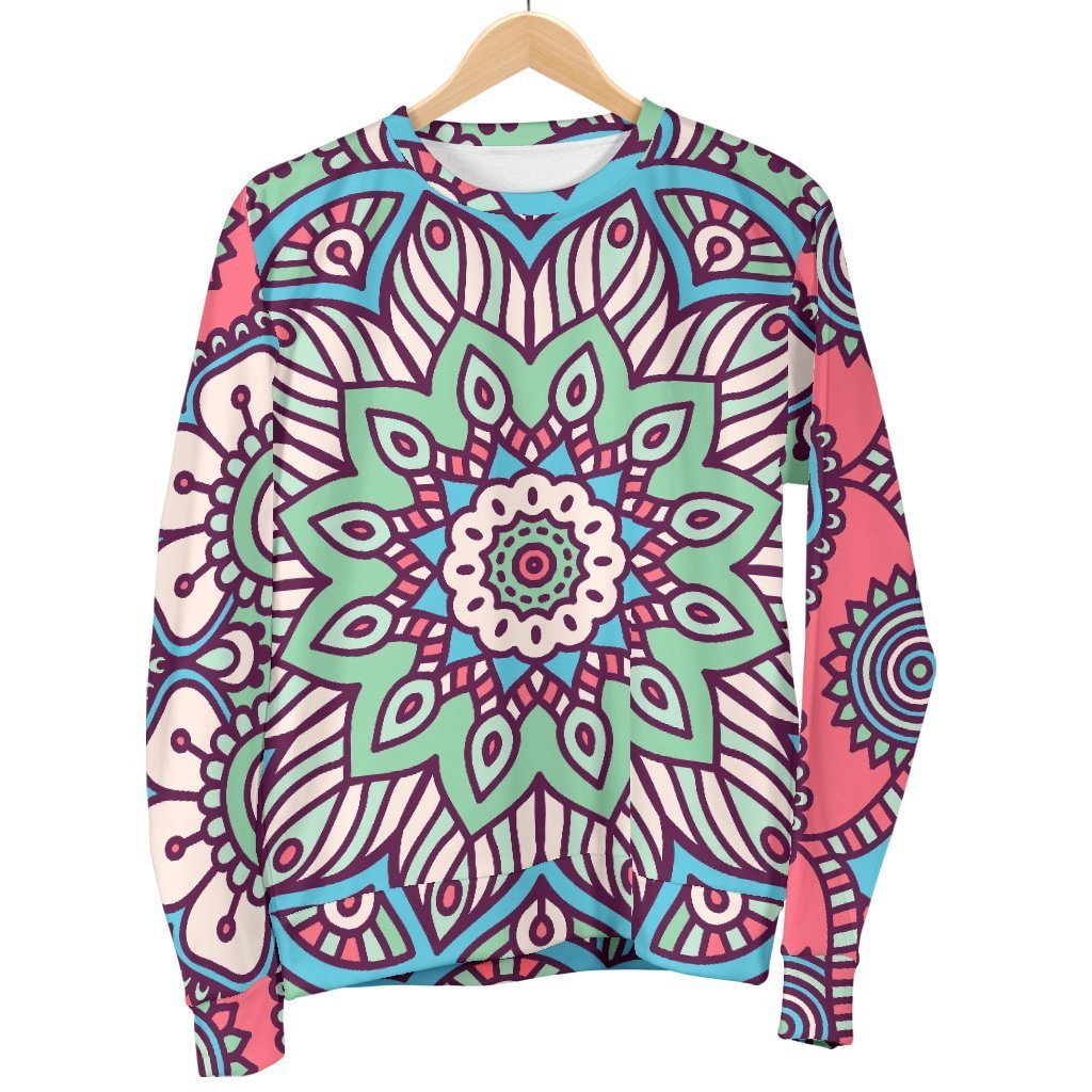 Pastel Mandala Bohemian Pattern Print Men's Crewneck Sweatshirt