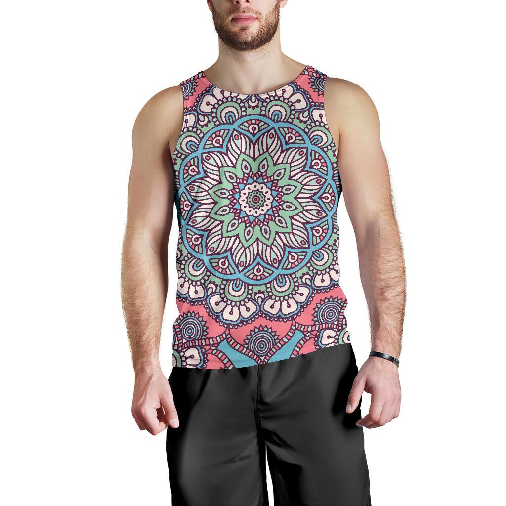 Pastel Mandala Bohemian Pattern Print Men's Tank Top