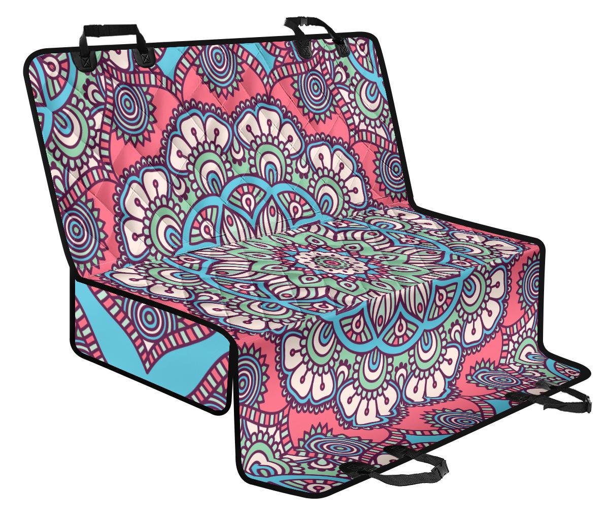 Pastel Mandala Bohemian Pattern Print Pet Car Back Seat Cover