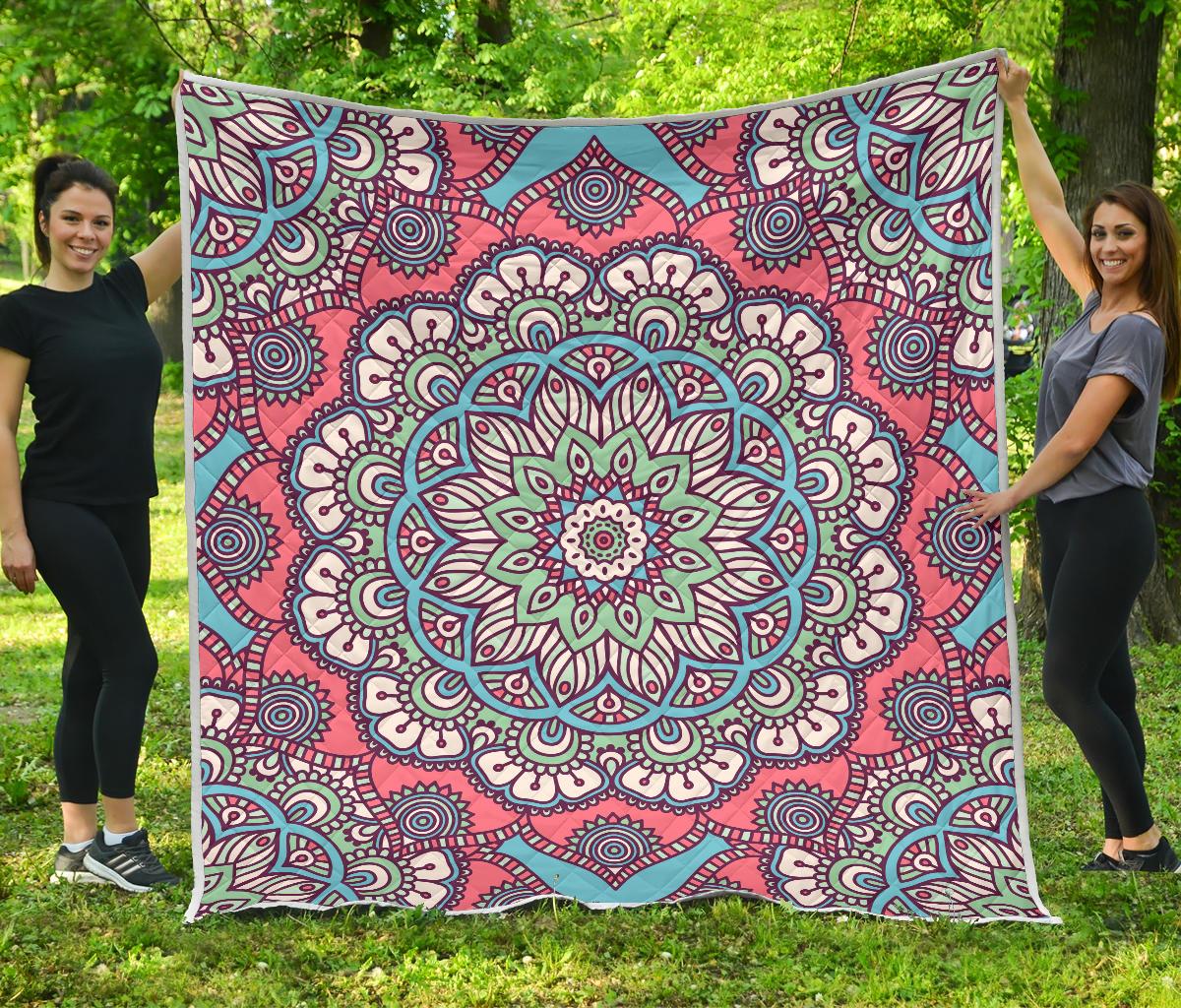 Pastel Mandala Bohemian Pattern Print Quilt