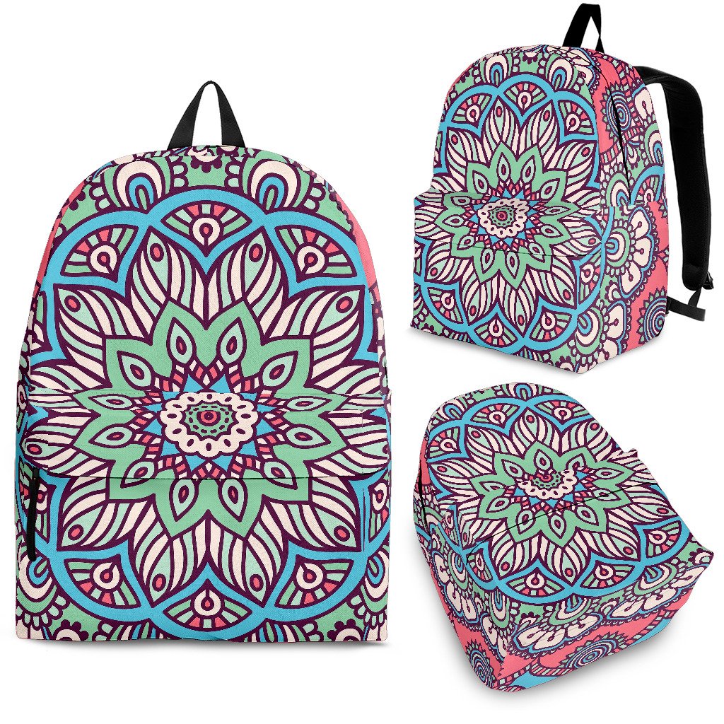 Pastel Mandala Bohemian Pattern Print School Backpack