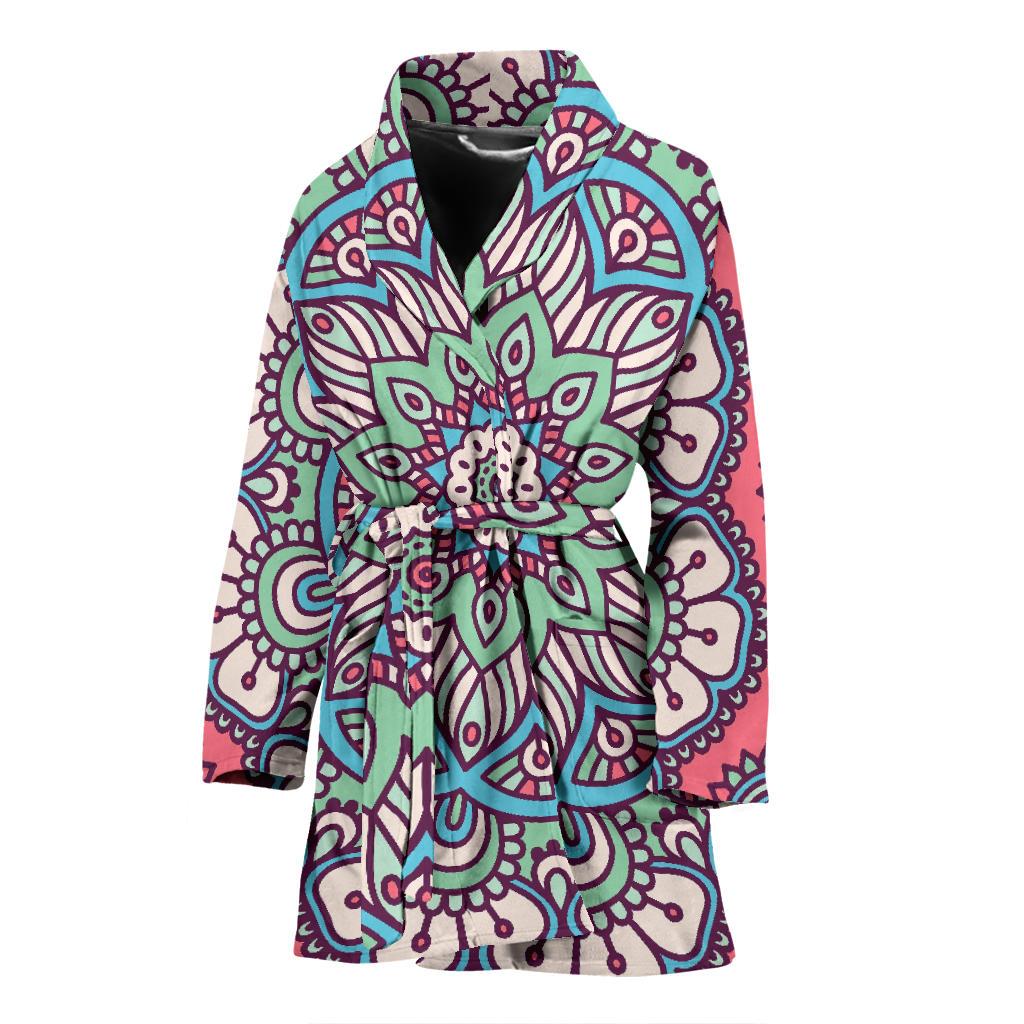 Pastel Mandala Bohemian Pattern Print Women's Bathrobe