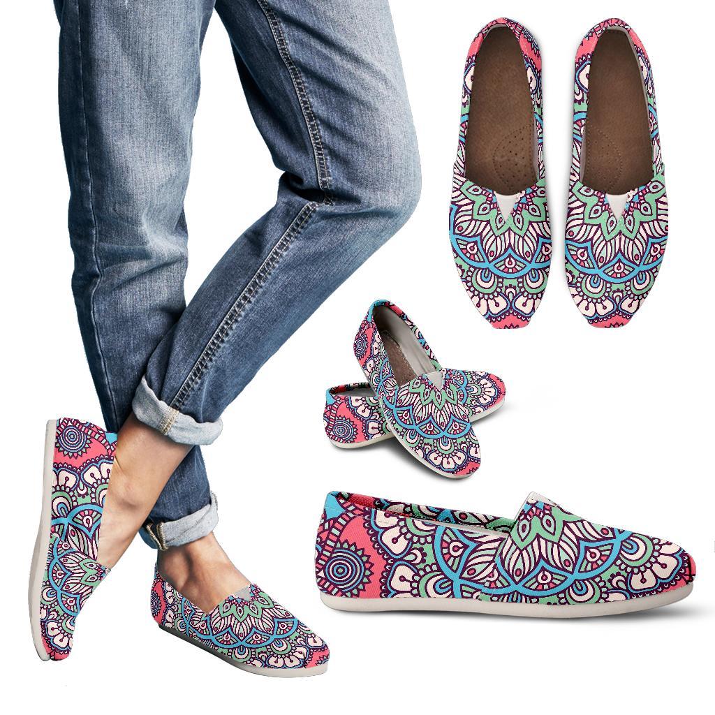 Pastel Mandala Bohemian Pattern Print Women's Casual Canvas Shoes