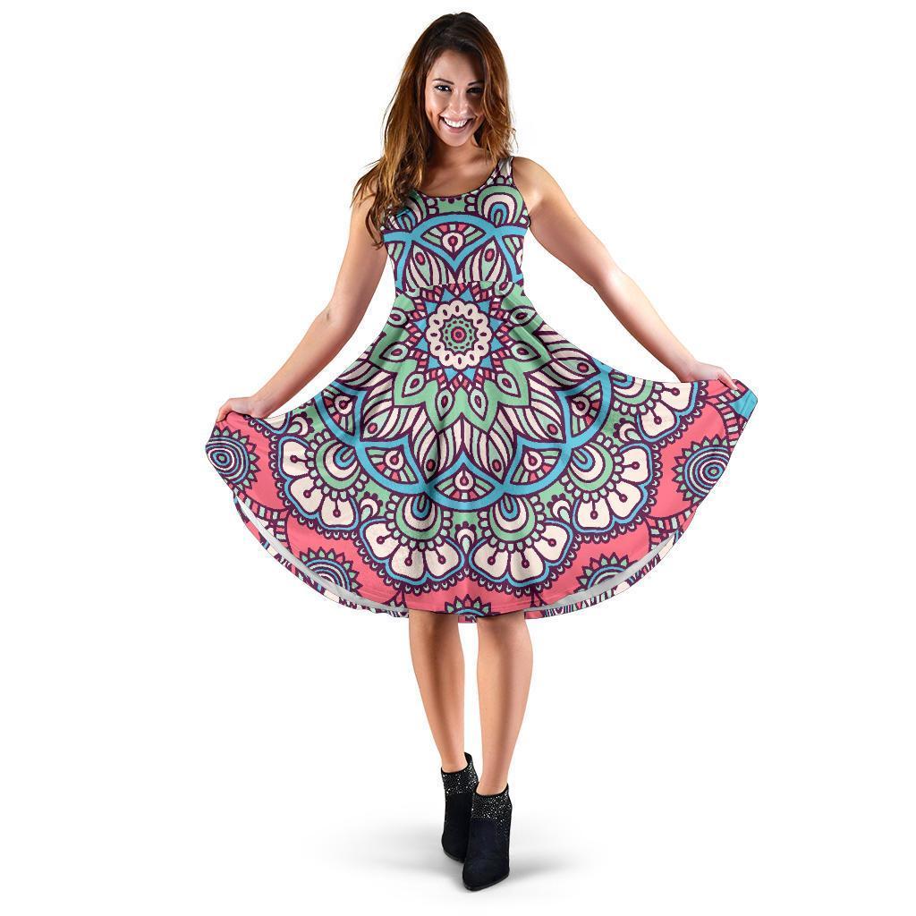 Pastel Mandala Bohemian Pattern Print Women's Dress