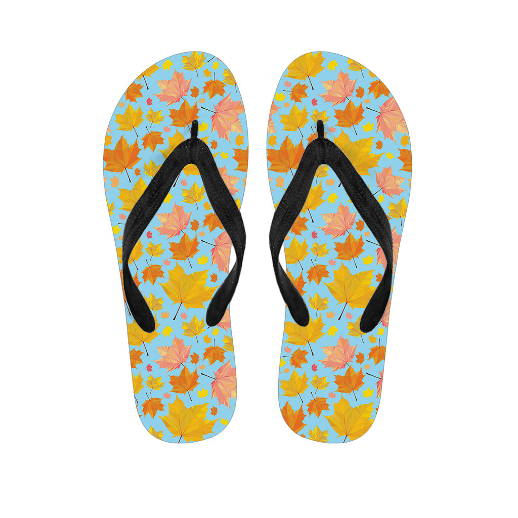 Pastel Maple Leaves Pattern Print Flip Flops