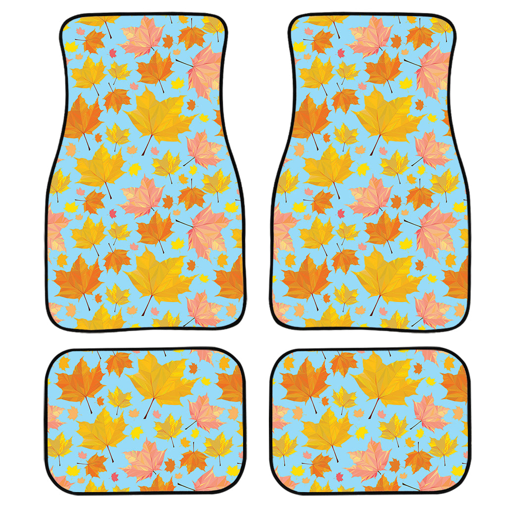 Pastel Maple Leaves Pattern Print Front and Back Car Floor Mats