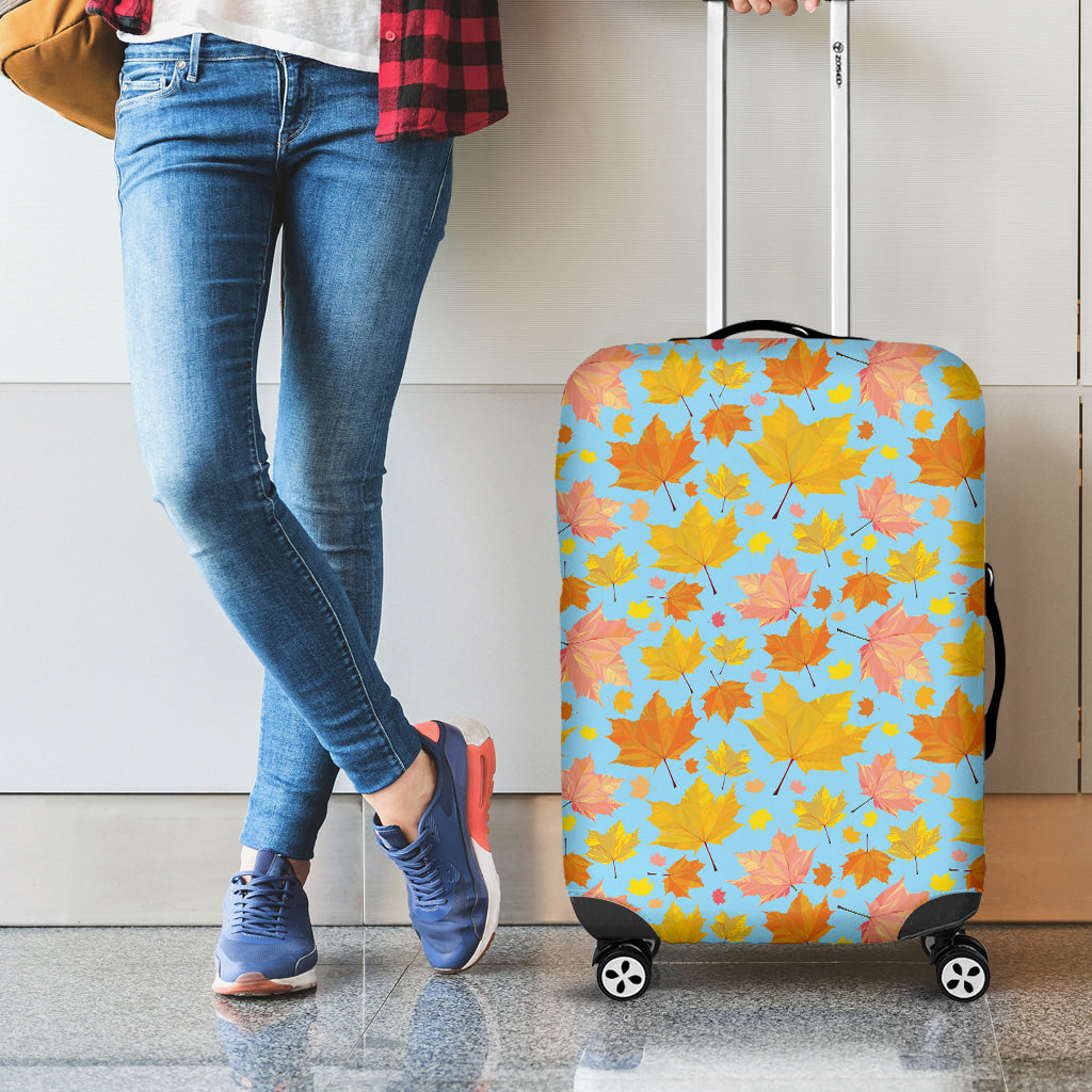 Pastel Maple Leaves Pattern Print Luggage Cover