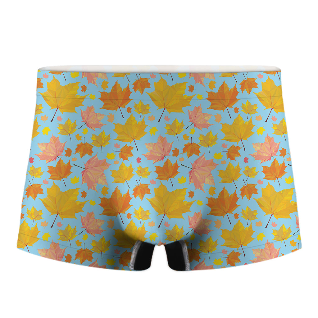 Pastel Maple Leaves Pattern Print Men's Boxer Briefs