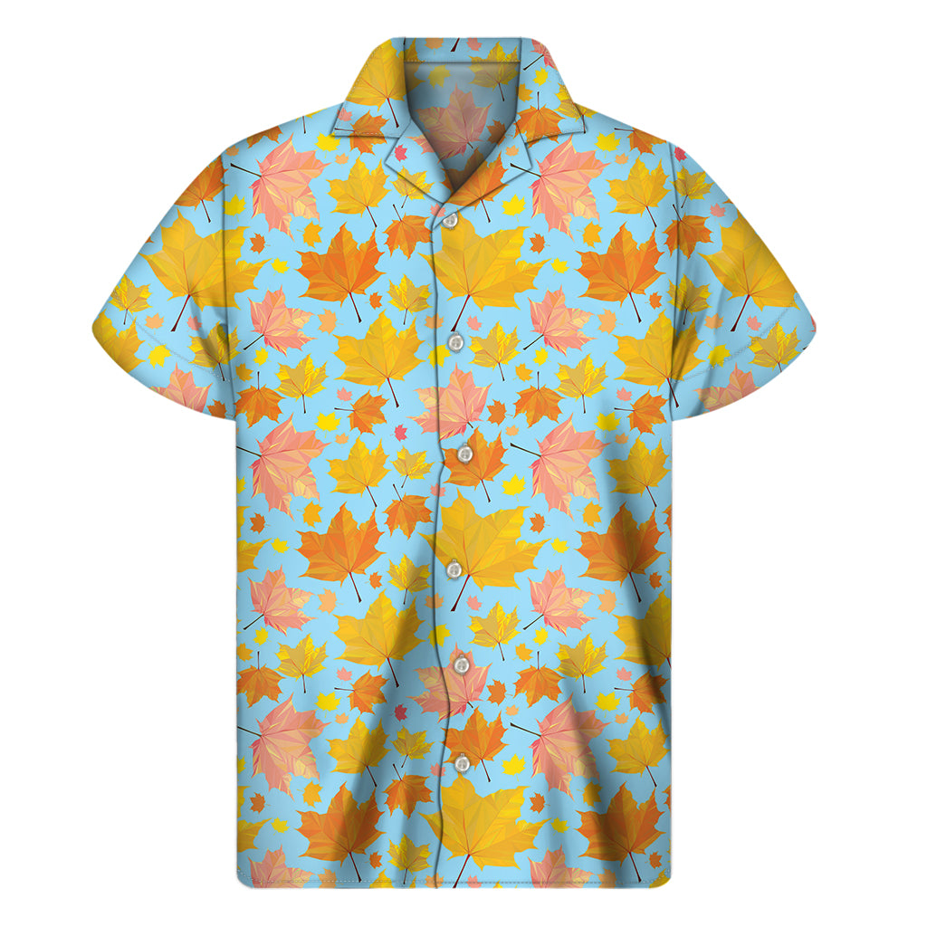 Pastel Maple Leaves Pattern Print Men's Short Sleeve Shirt