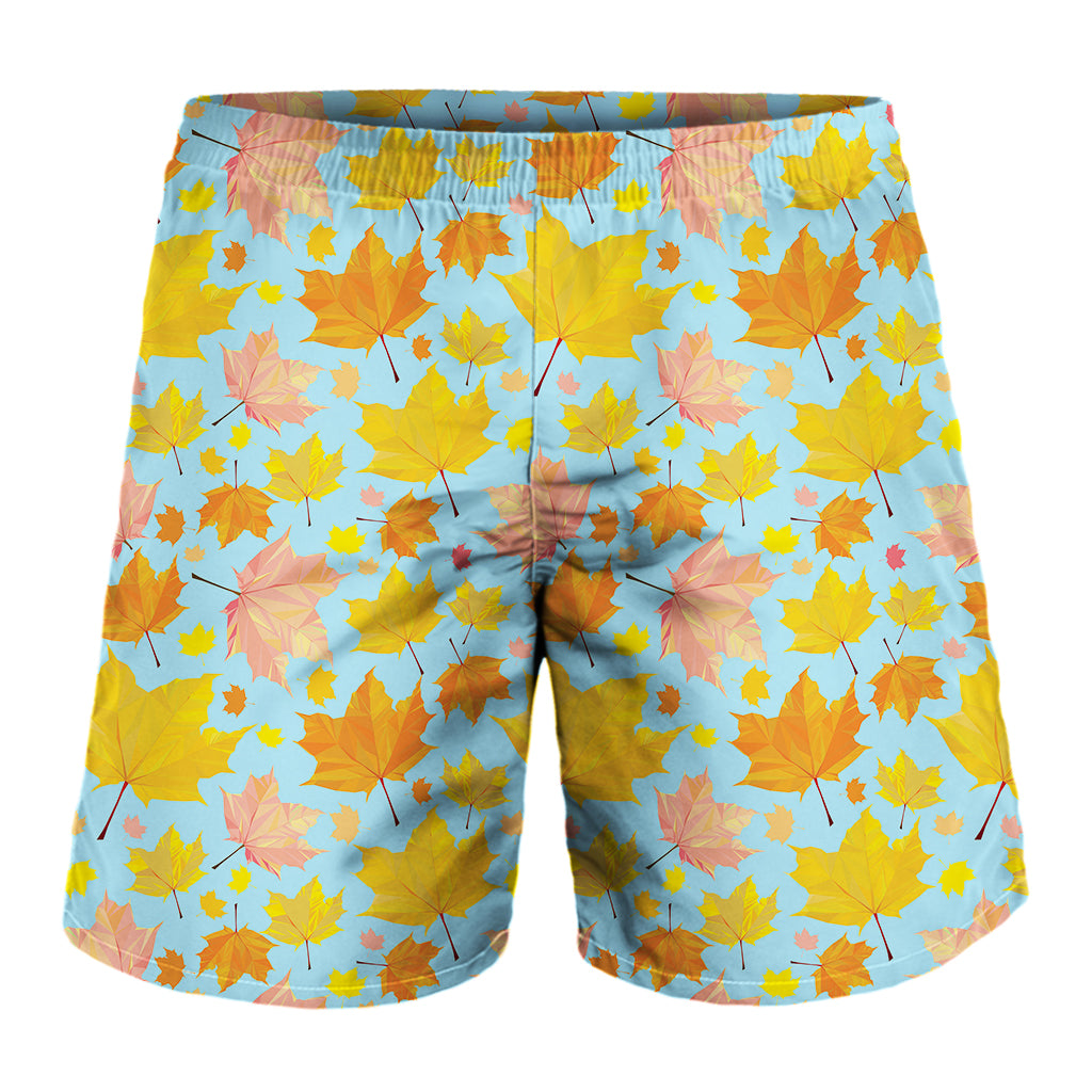 Pastel Maple Leaves Pattern Print Men's Shorts