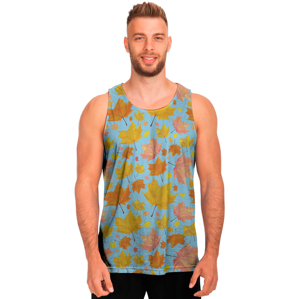 Pastel Maple Leaves Pattern Print Men's Tank Top