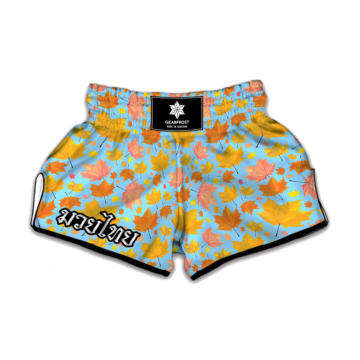 Pastel Maple Leaves Pattern Print Muay Thai Boxing Shorts