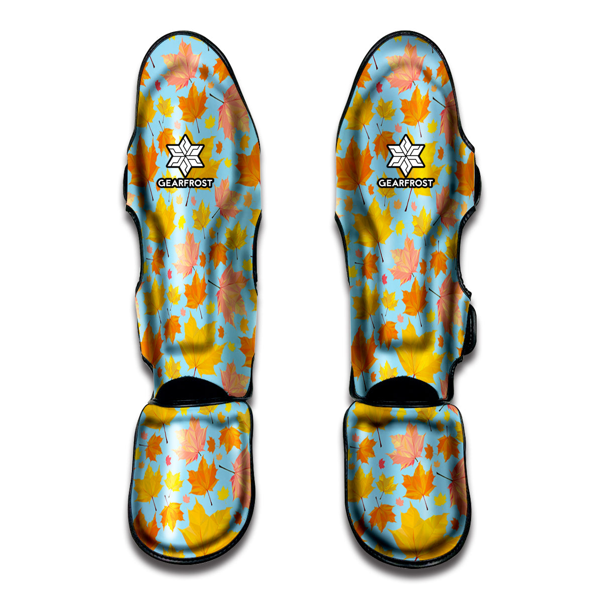 Pastel Maple Leaves Pattern Print Muay Thai Shin Guards