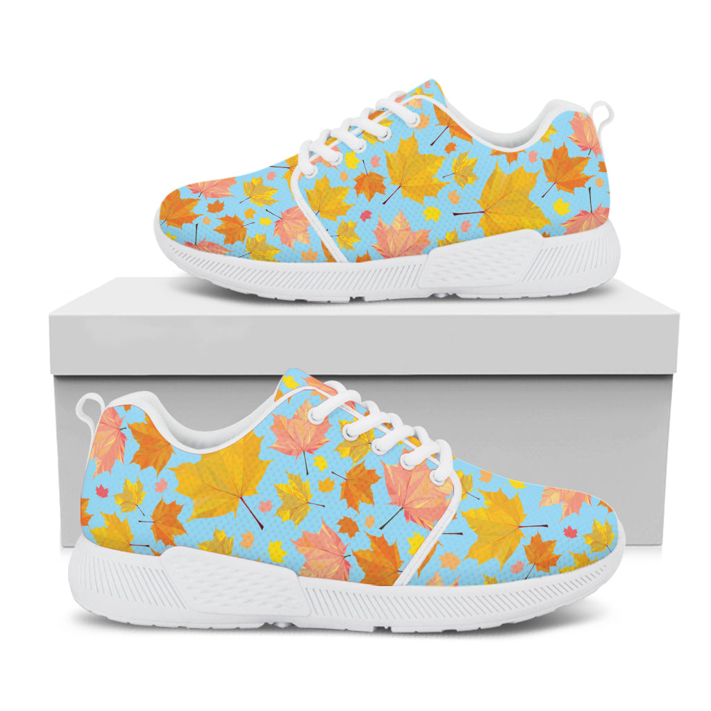 Pastel Maple Leaves Pattern Print White Athletic Shoes