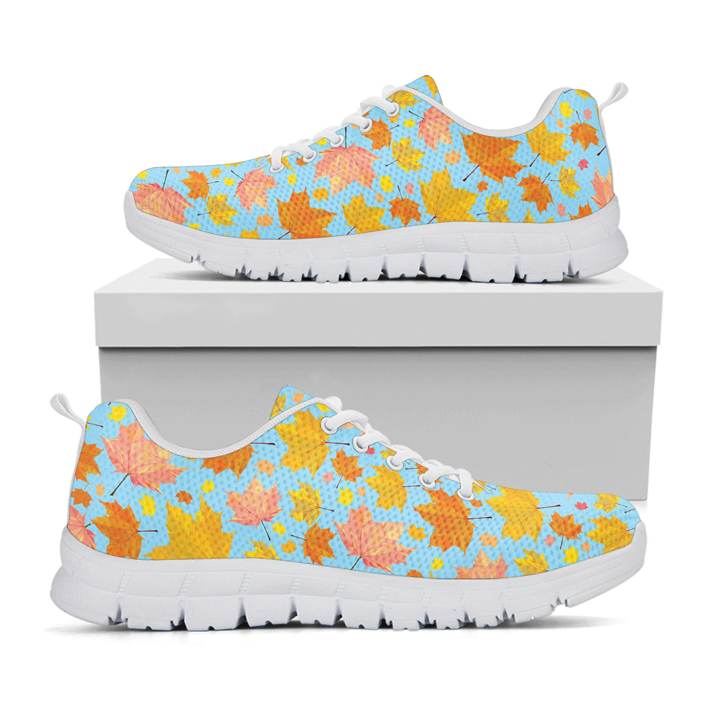 Pastel Maple Leaves Pattern Print White Sneakers