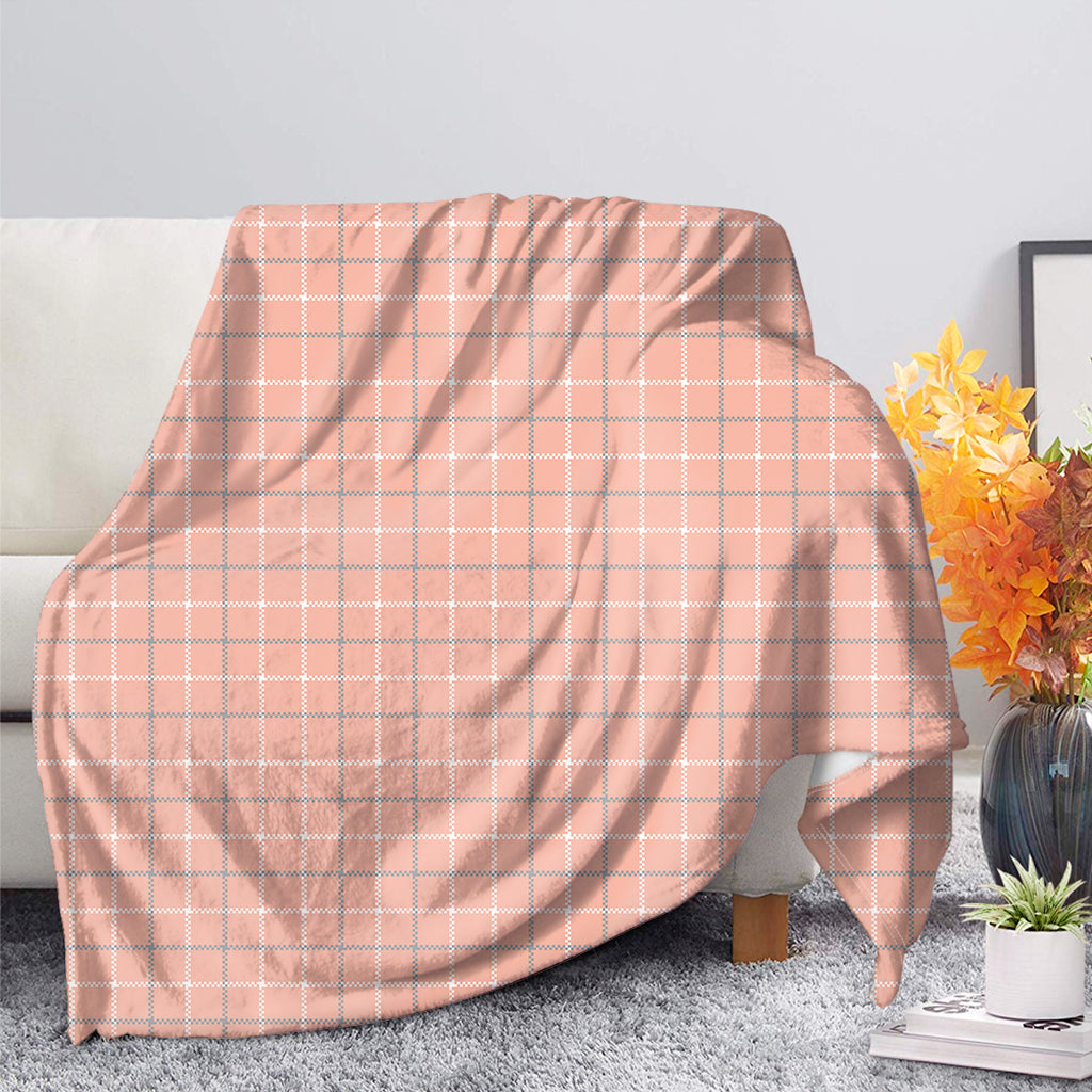 Pastel Orange Tattersall Pattern Print Blanket