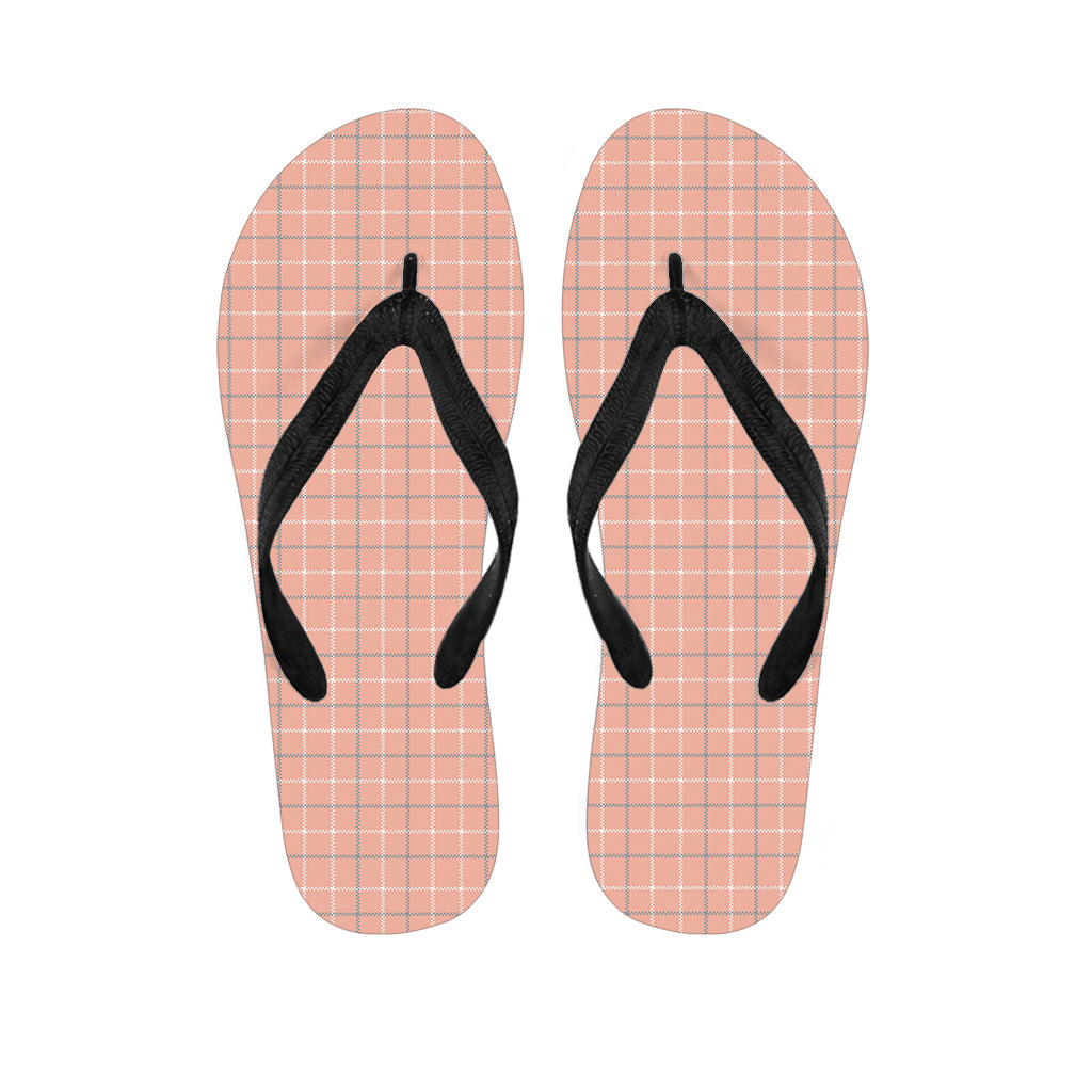 Pastel Orange Tattersall Pattern Print Flip Flops