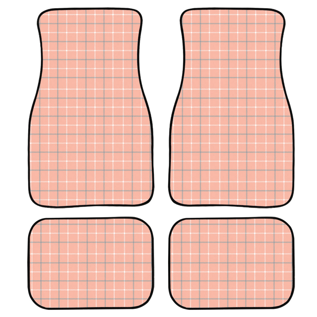 Pastel Orange Tattersall Pattern Print Front and Back Car Floor Mats