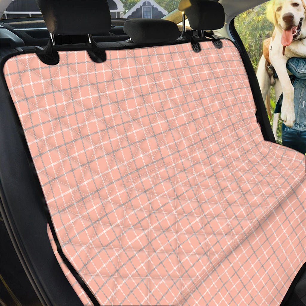 Pastel Orange Tattersall Pattern Print Pet Car Back Seat Cover