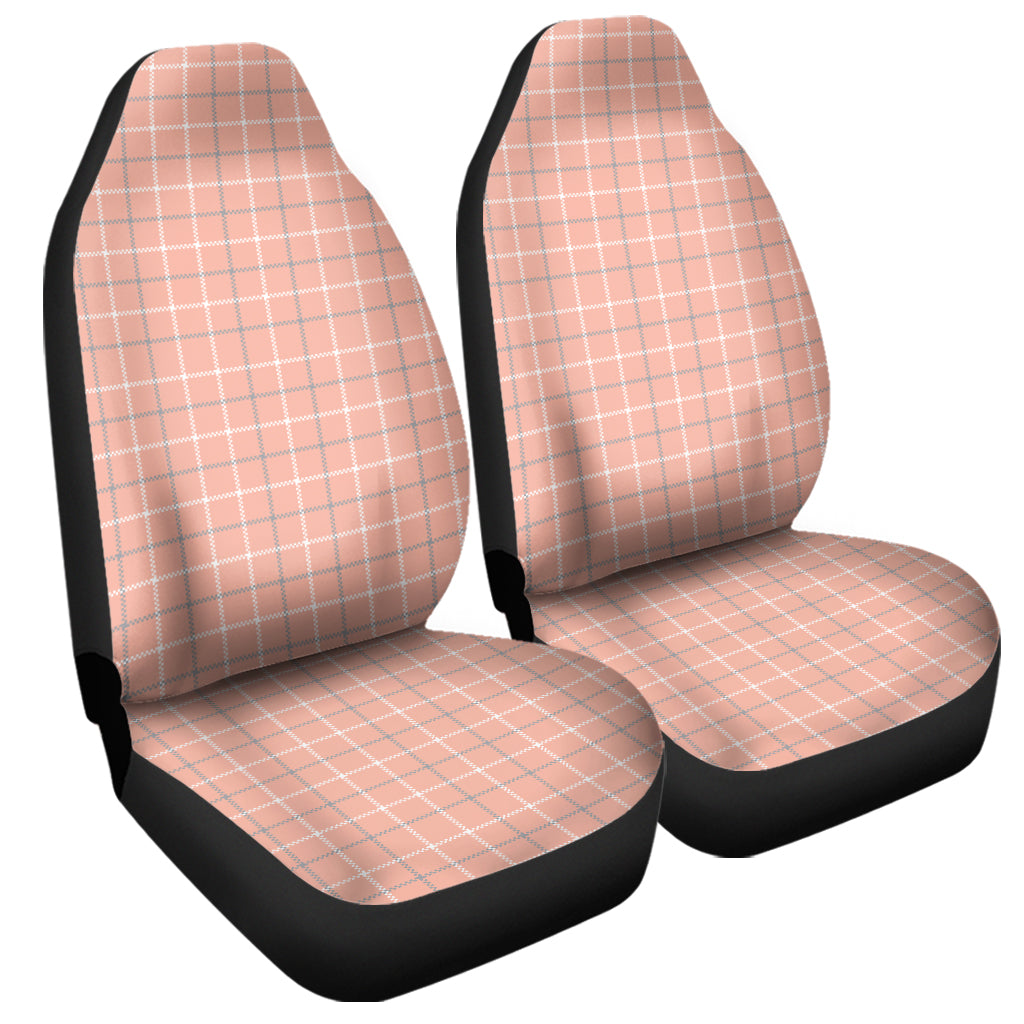 Pastel Orange Tattersall Pattern Print Universal Fit Car Seat Covers