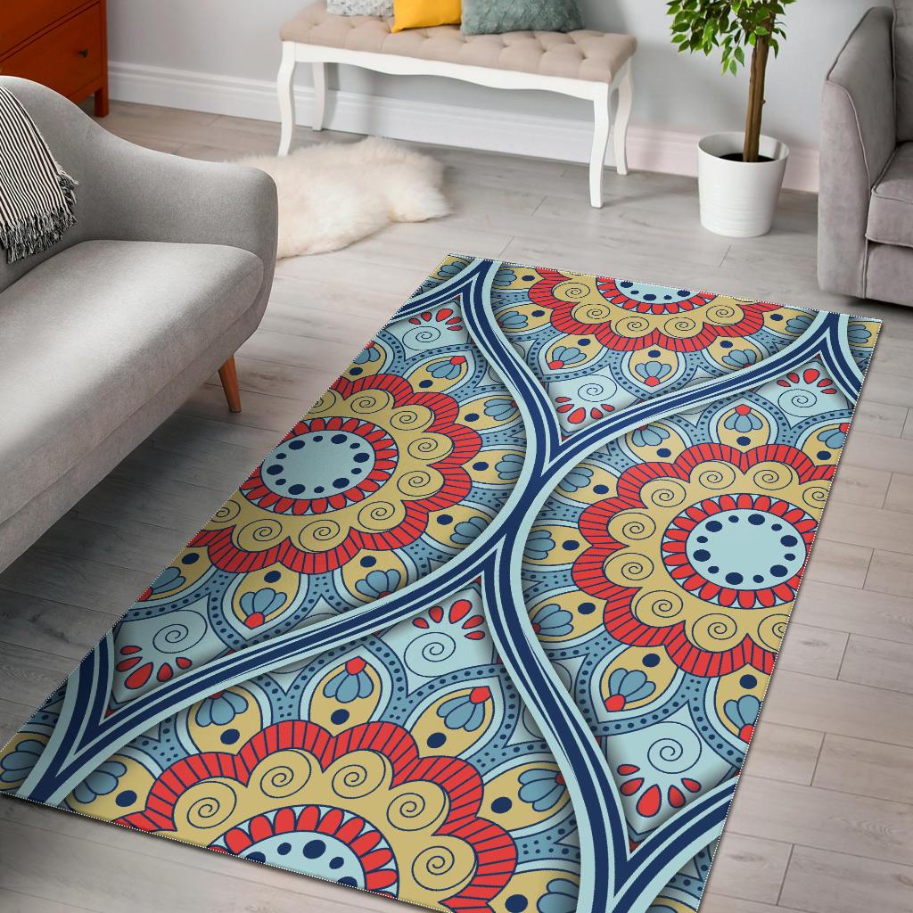 Pastel Ornament Mandala Print Area Rug