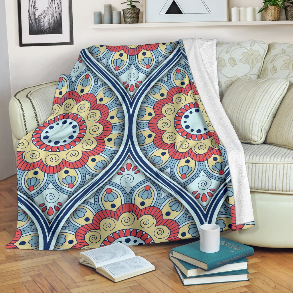 Pastel Ornament Mandala Print Blanket