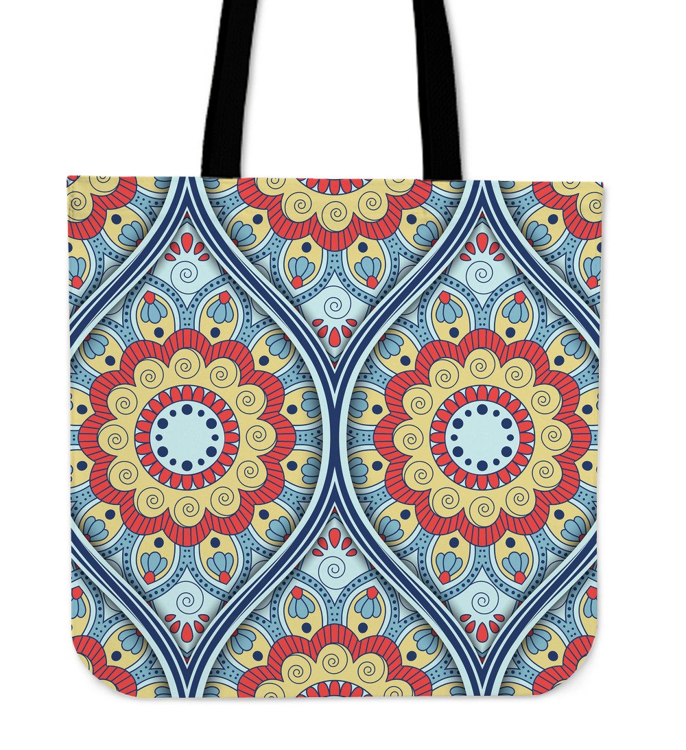 Pastel Ornament Mandala Print Canvas Tote Bag