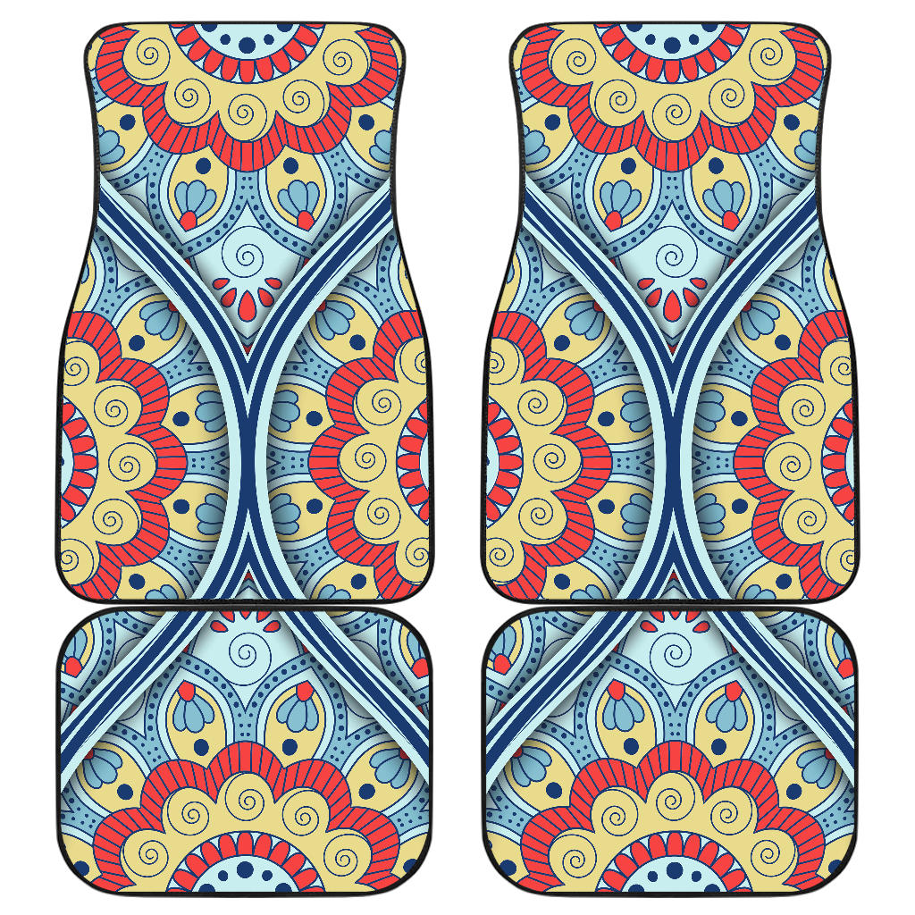 Pastel Ornament Mandala Print Front and Back Car Floor Mats