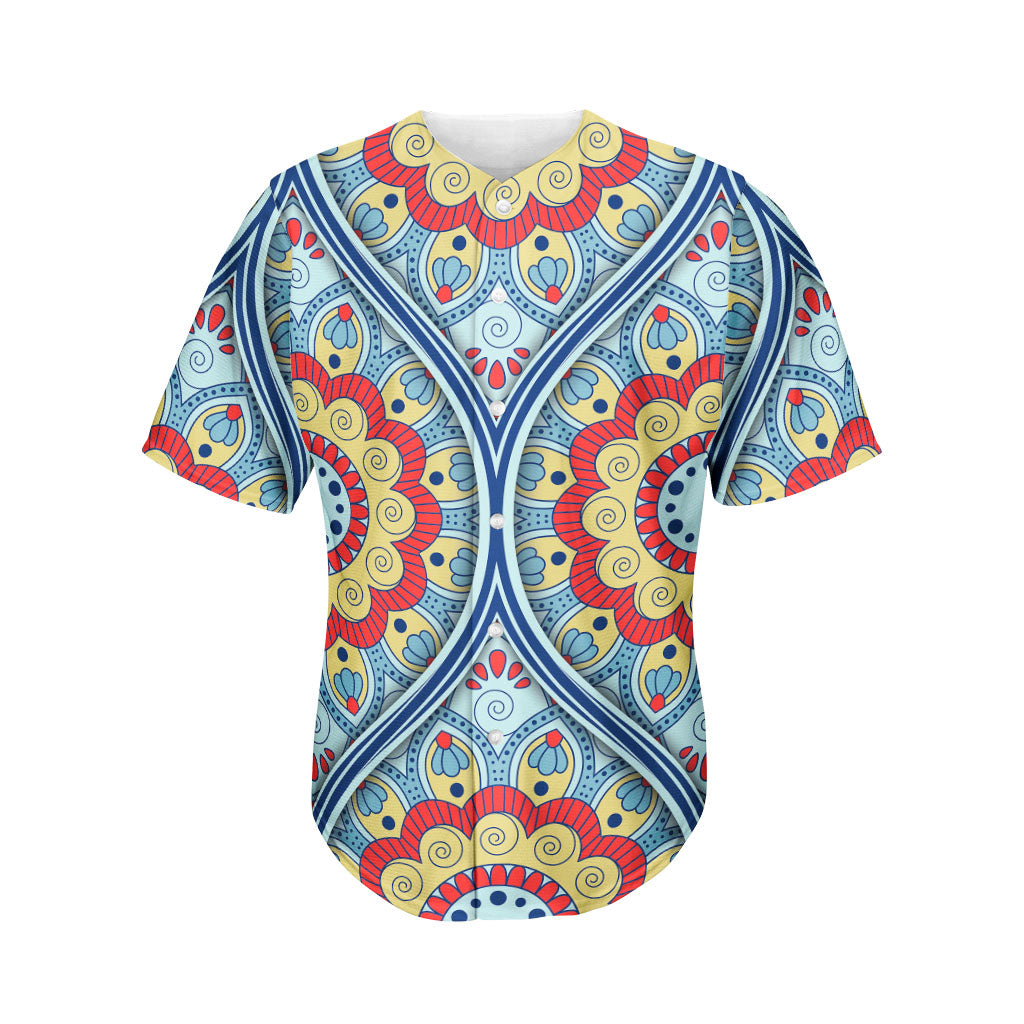 Pastel Ornament Mandala Print Men's Baseball Jersey