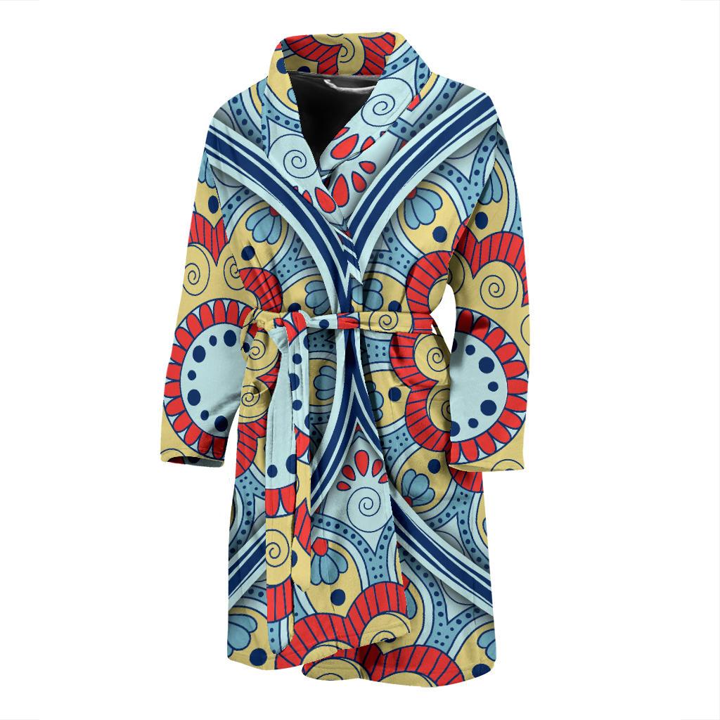 Pastel Ornament Mandala Print Men's Bathrobe