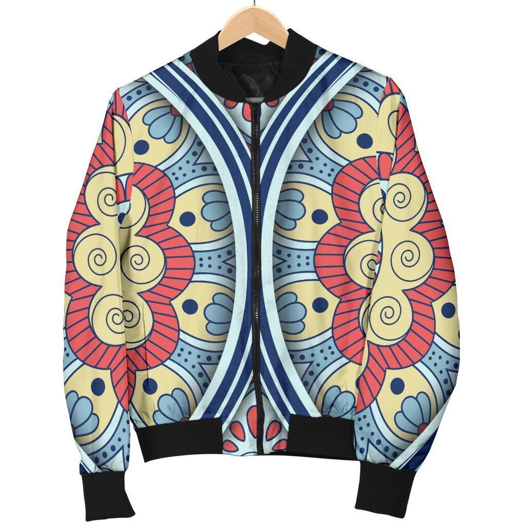 Pastel Ornament Mandala Print Men's Bomber Jacket