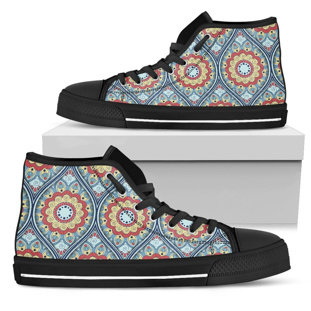 Pastel Ornament Mandala Print Men's High Top Shoes