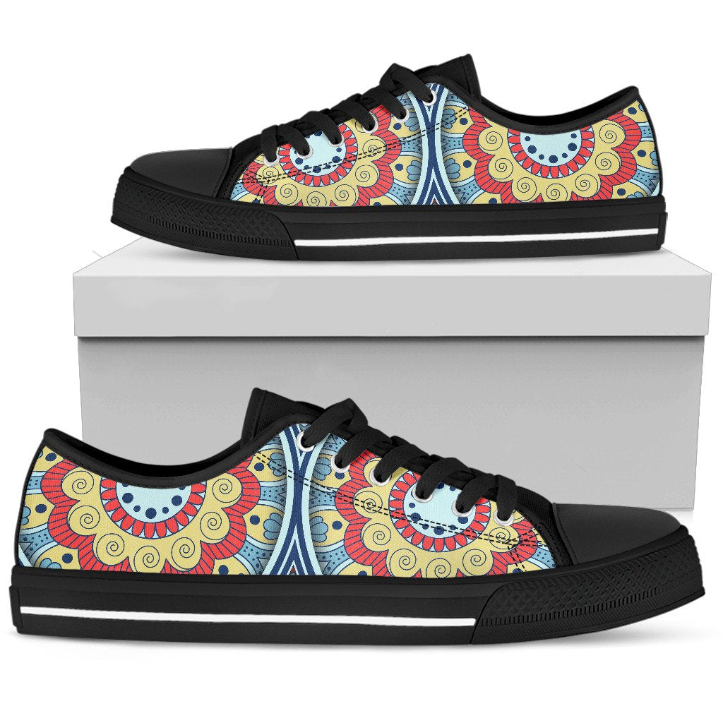 Pastel Ornament Mandala Print Men's Low Top Shoes