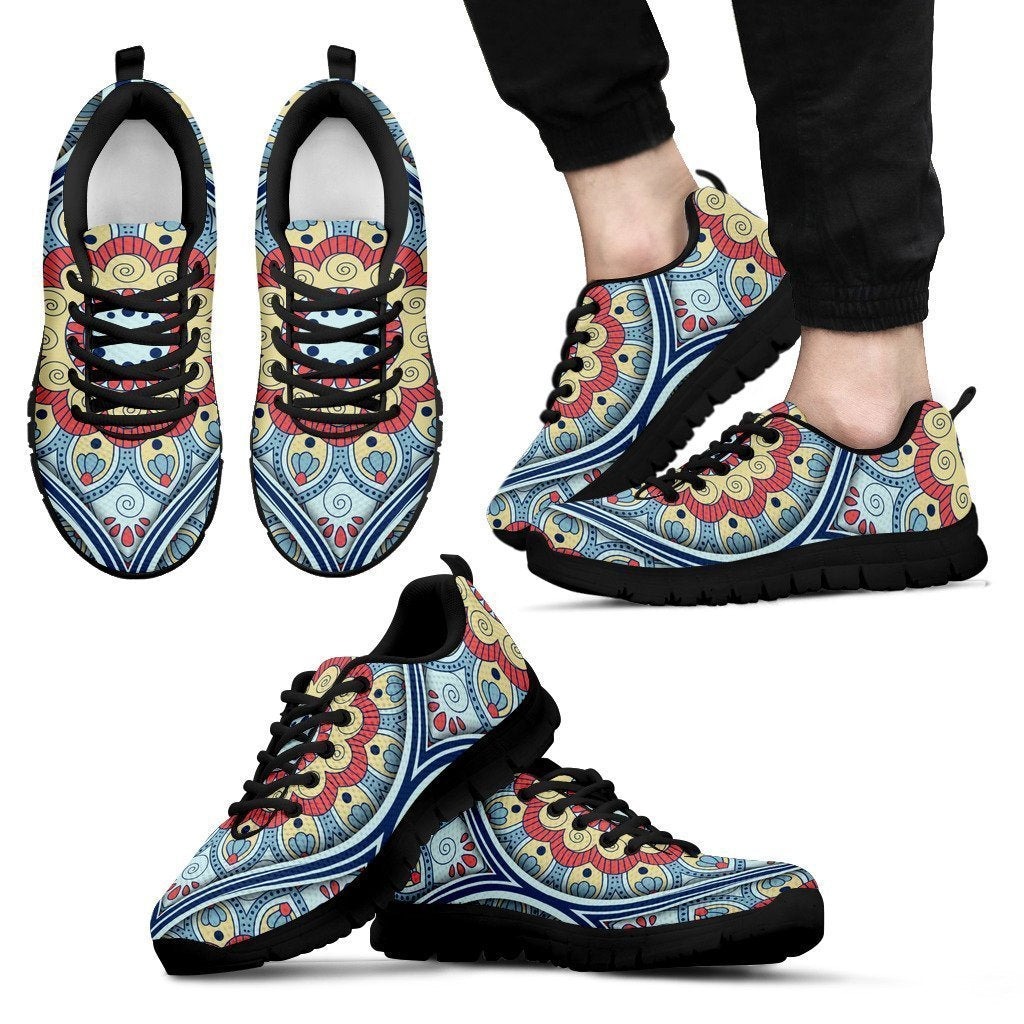 Pastel Ornament Mandala Print Men's Sneakers