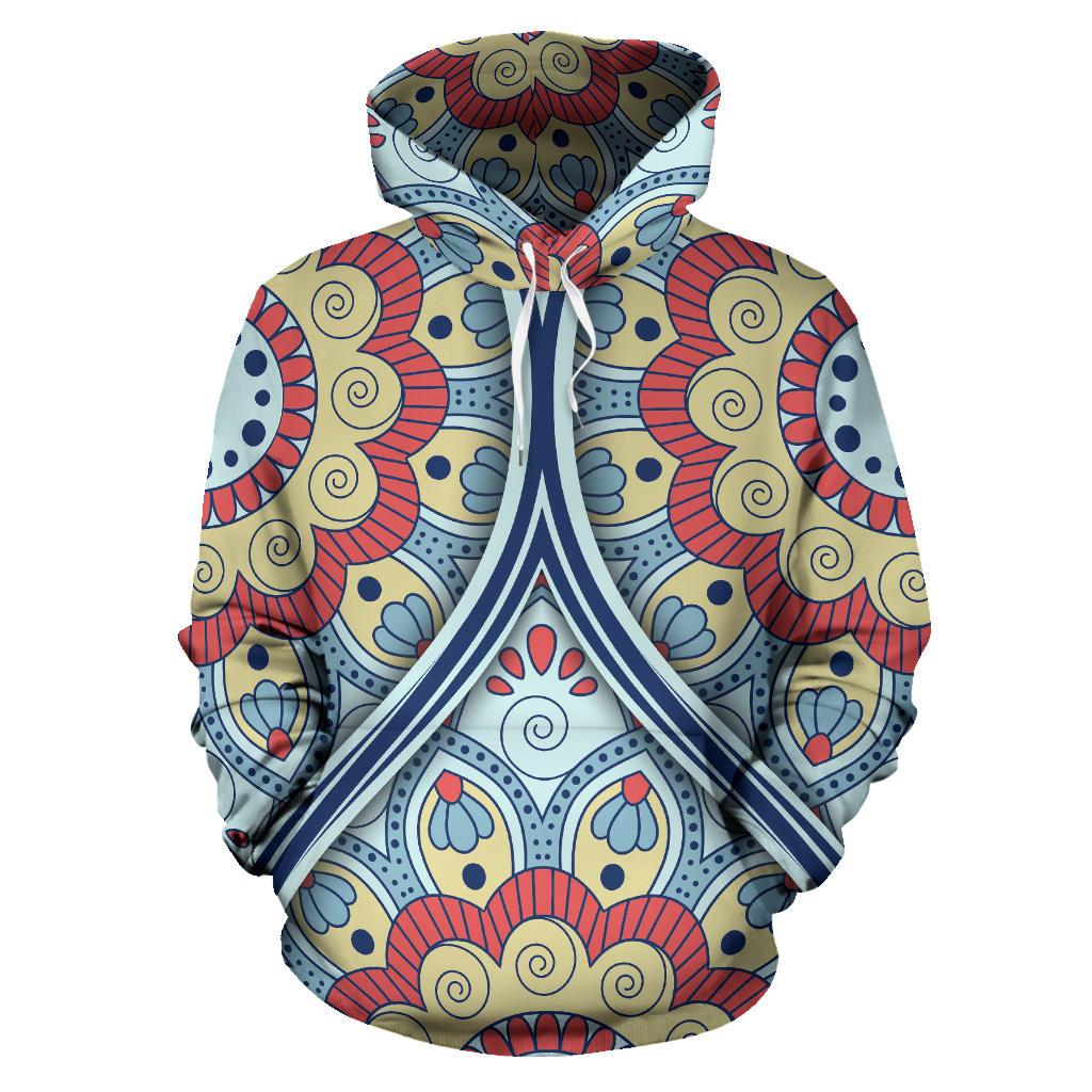 Pastel Ornament Mandala Print Pullover Hoodie