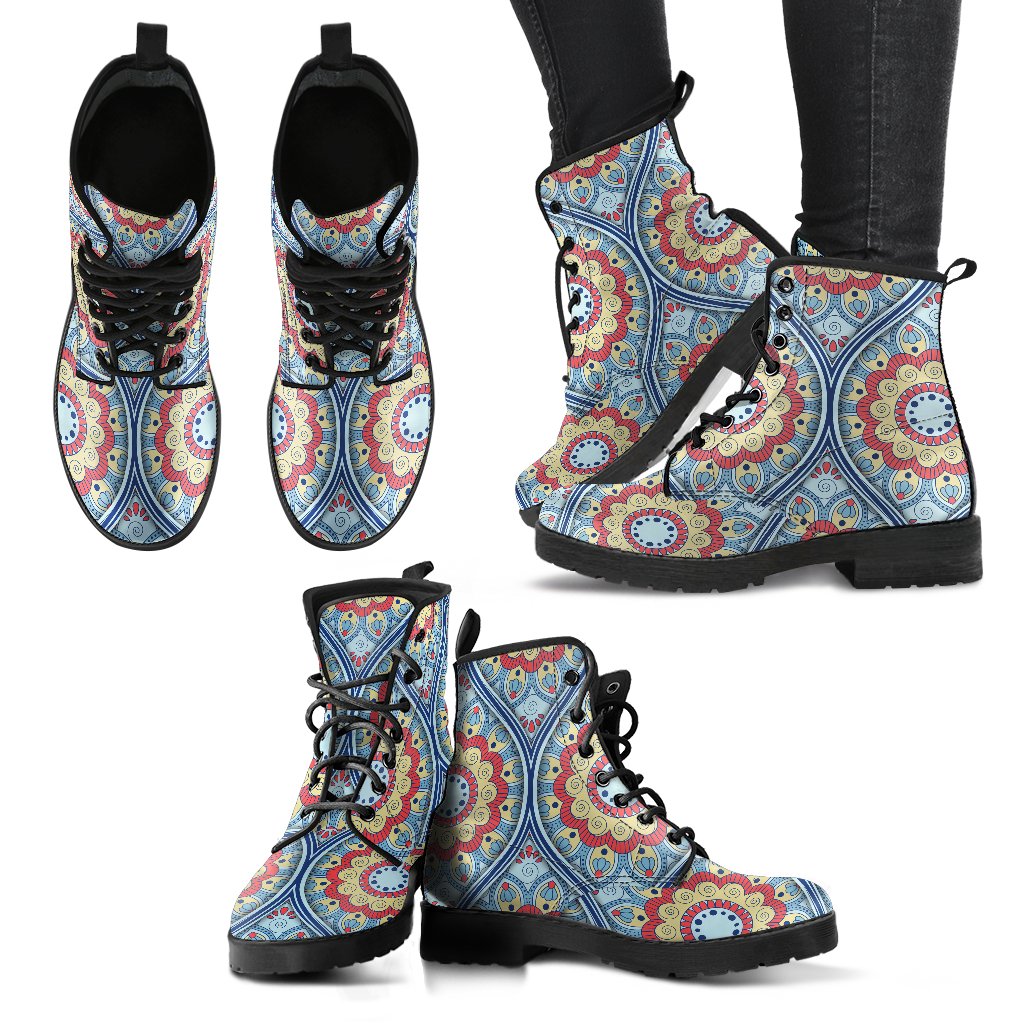 Pastel Ornament Mandala Print Women's Boots