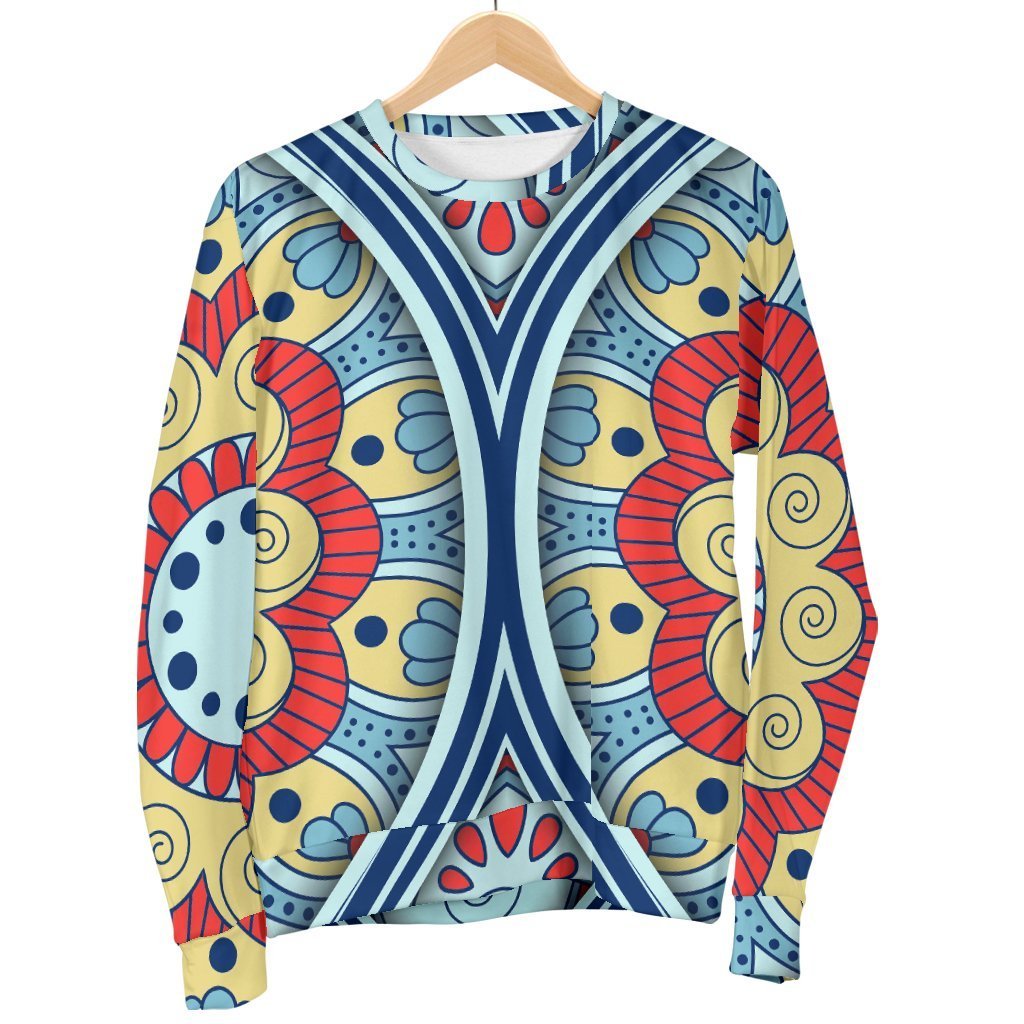 Pastel Ornament Mandala Print Women's Crewneck Sweatshirt