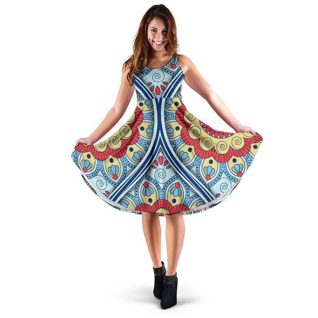 Pastel Ornament Mandala Print Women's Dress