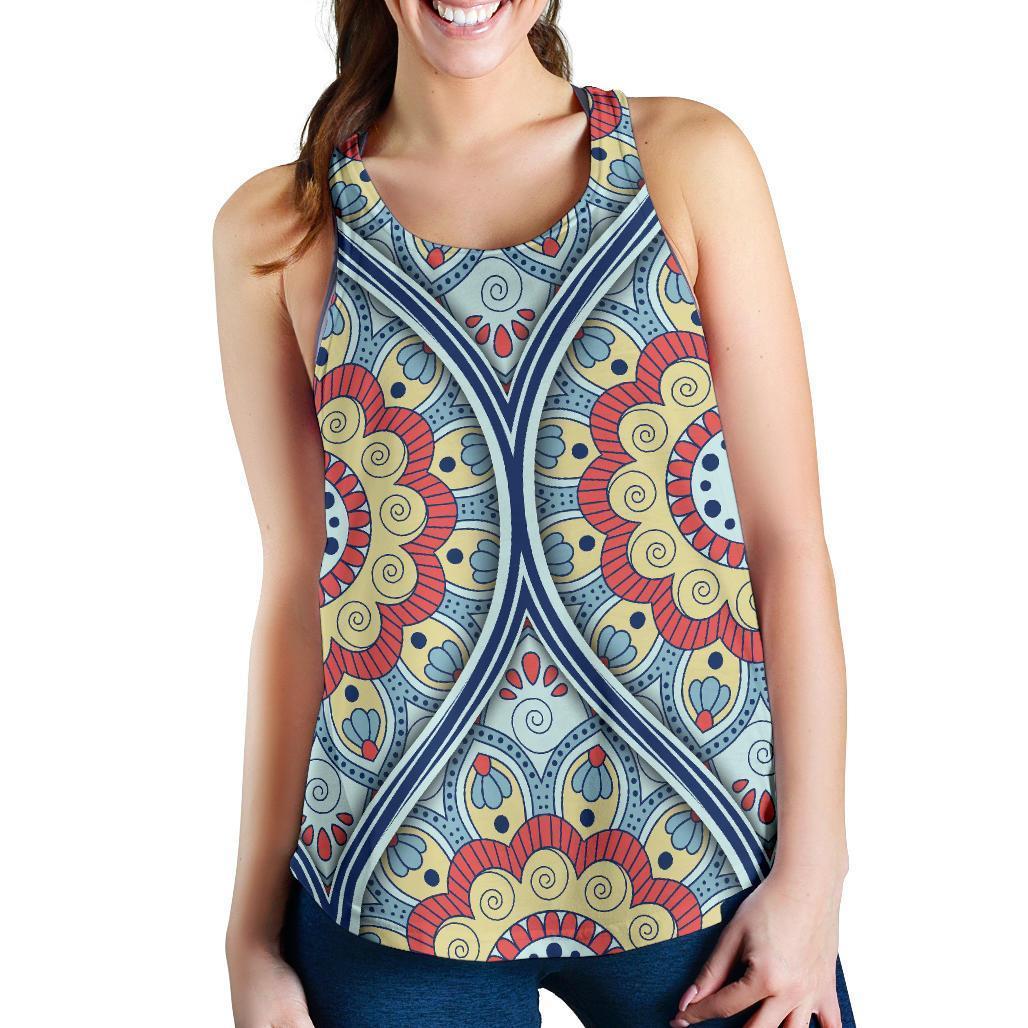 Pastel Ornament Mandala Print Women's Racerback Tank Top