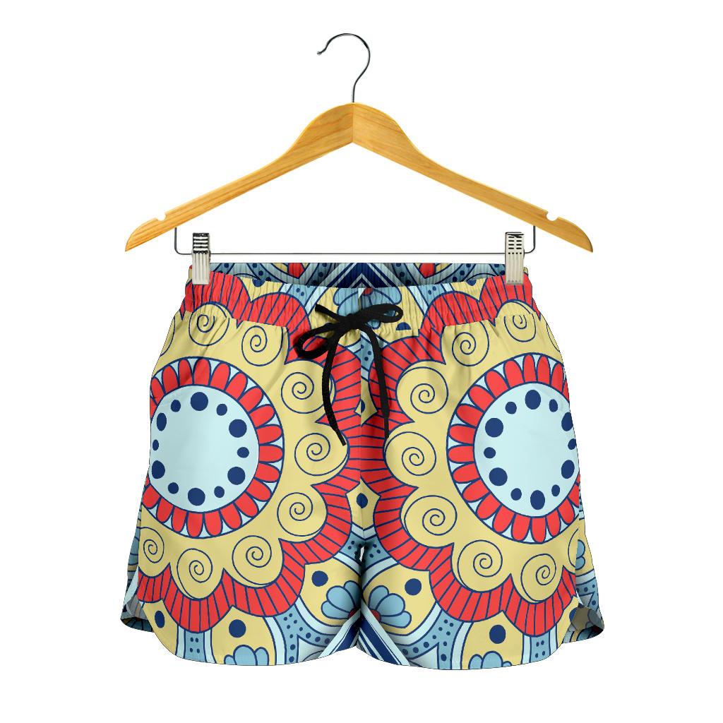 Pastel Ornament Mandala Print Women's Shorts