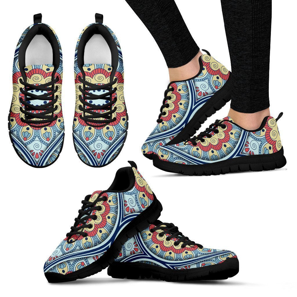 Pastel Ornament Mandala Print Women's Sneakers