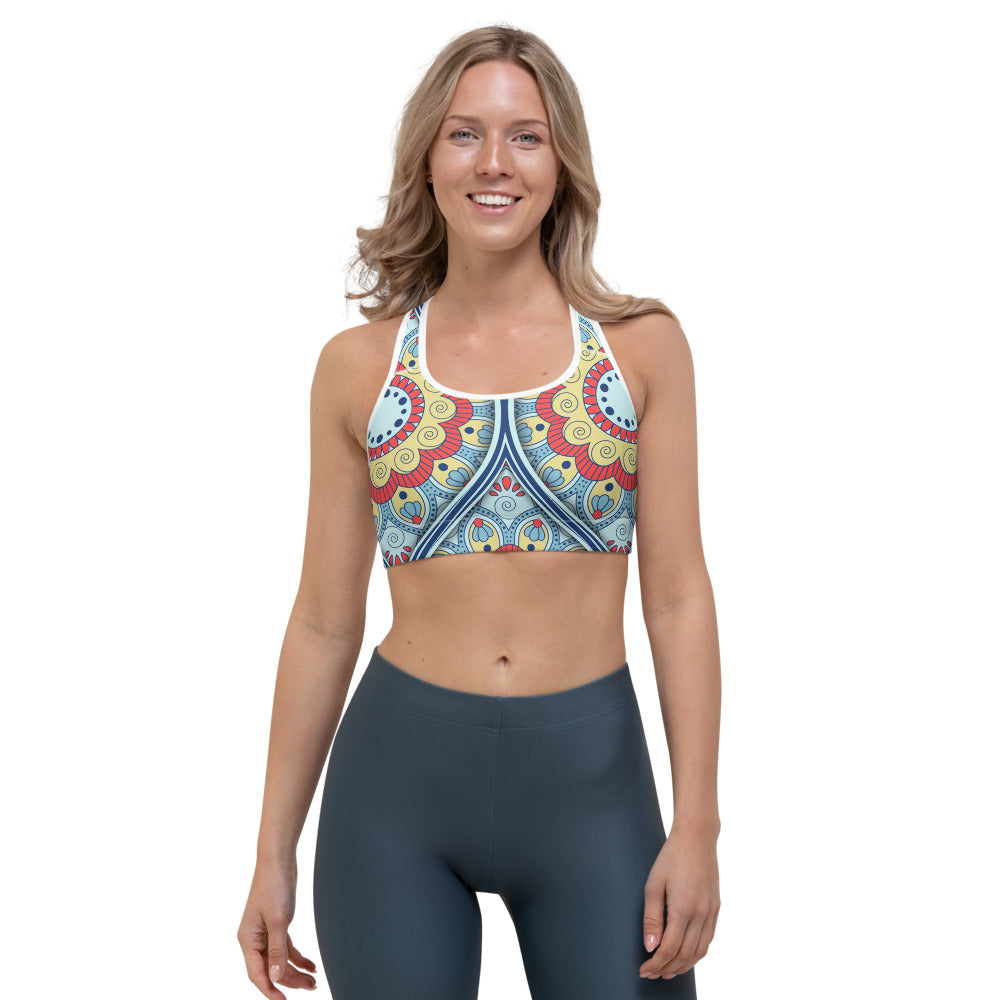 Pastel Ornament Mandala Print Women's Sports Bra