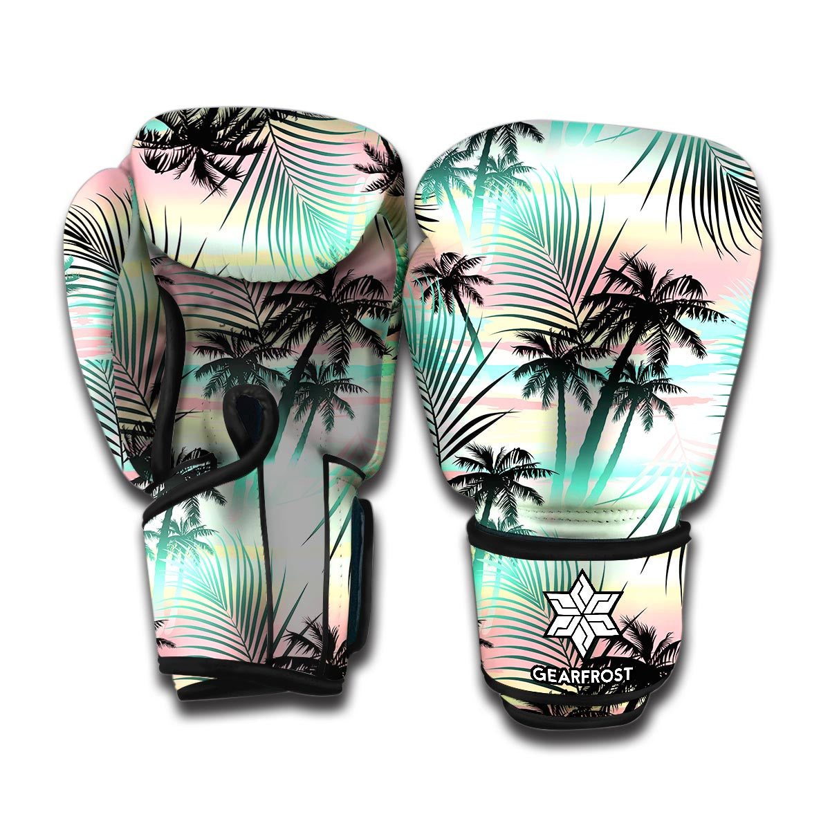 Pastel Palm Tree Pattern Print Boxing Gloves