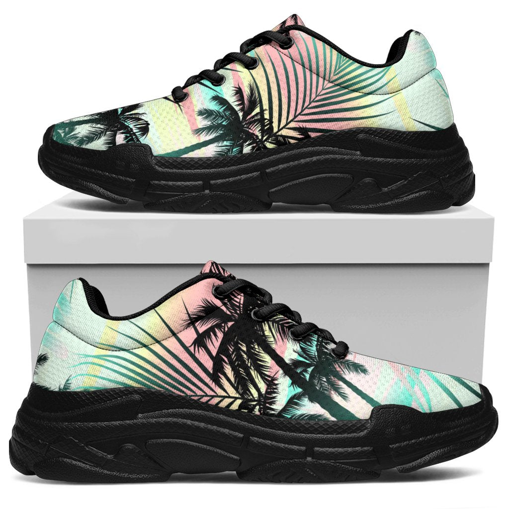 Pastel Palm Tree Pattern Print Chunky Sneakers