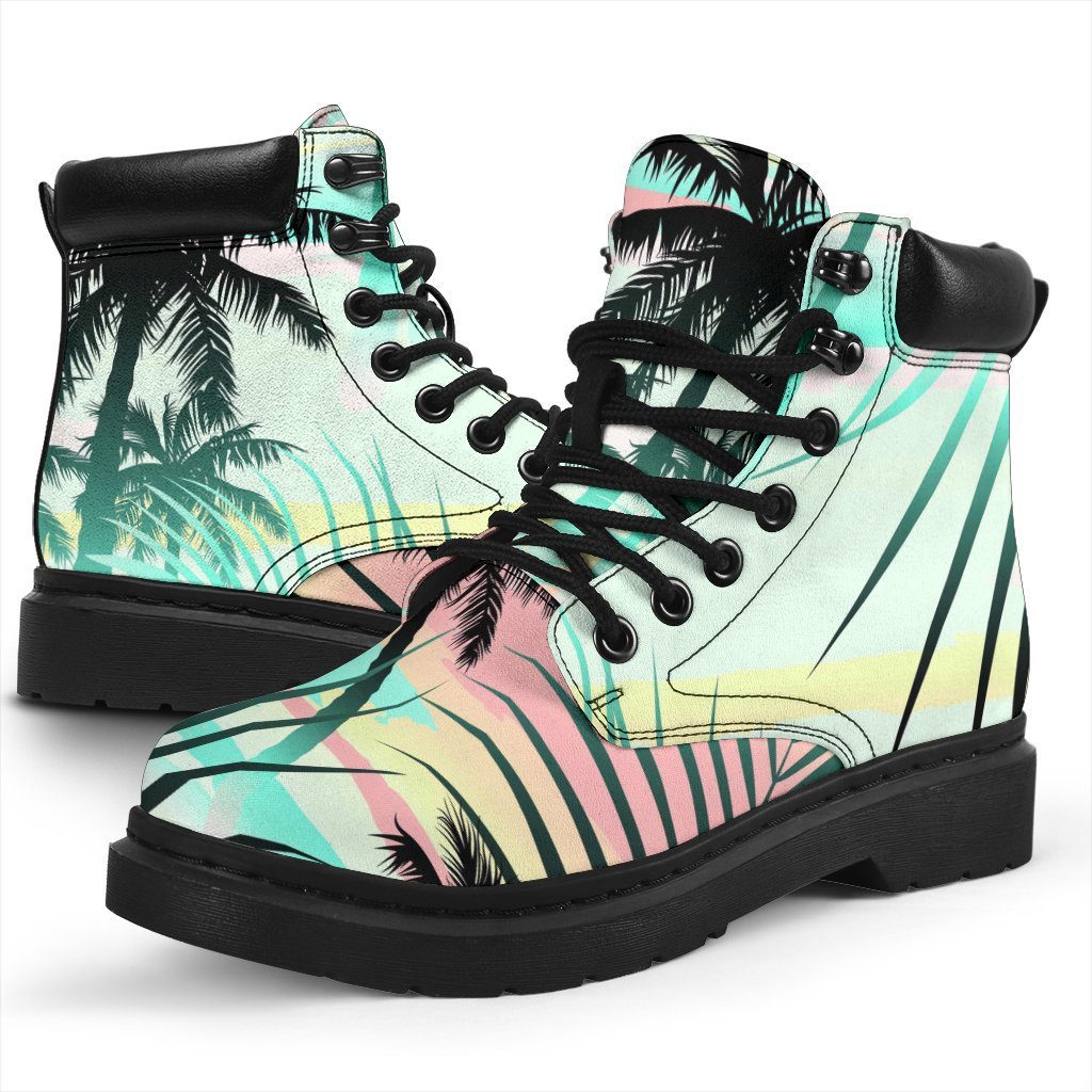 Pastel Palm Tree Pattern Print Classic Boots