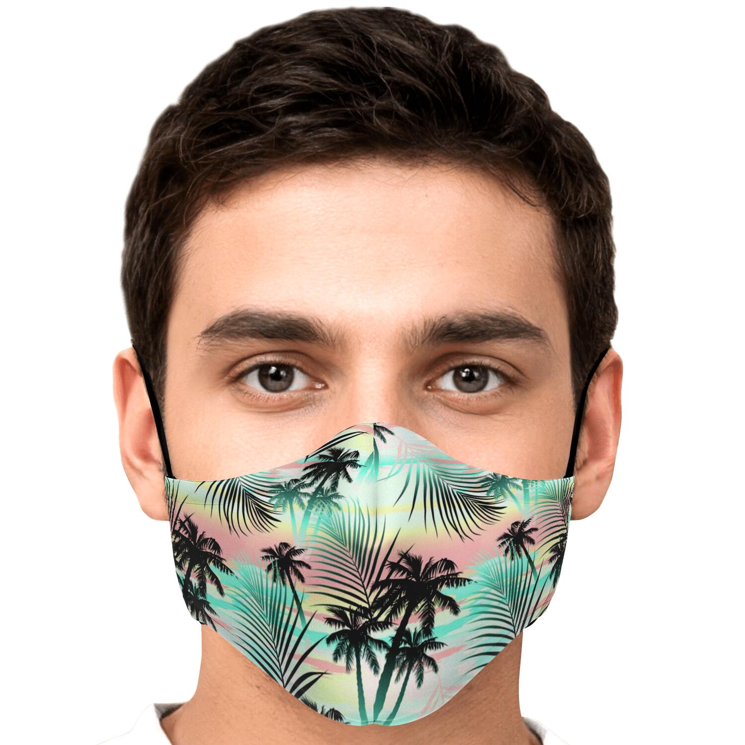 Pastel Palm Tree Pattern Print Face Mask